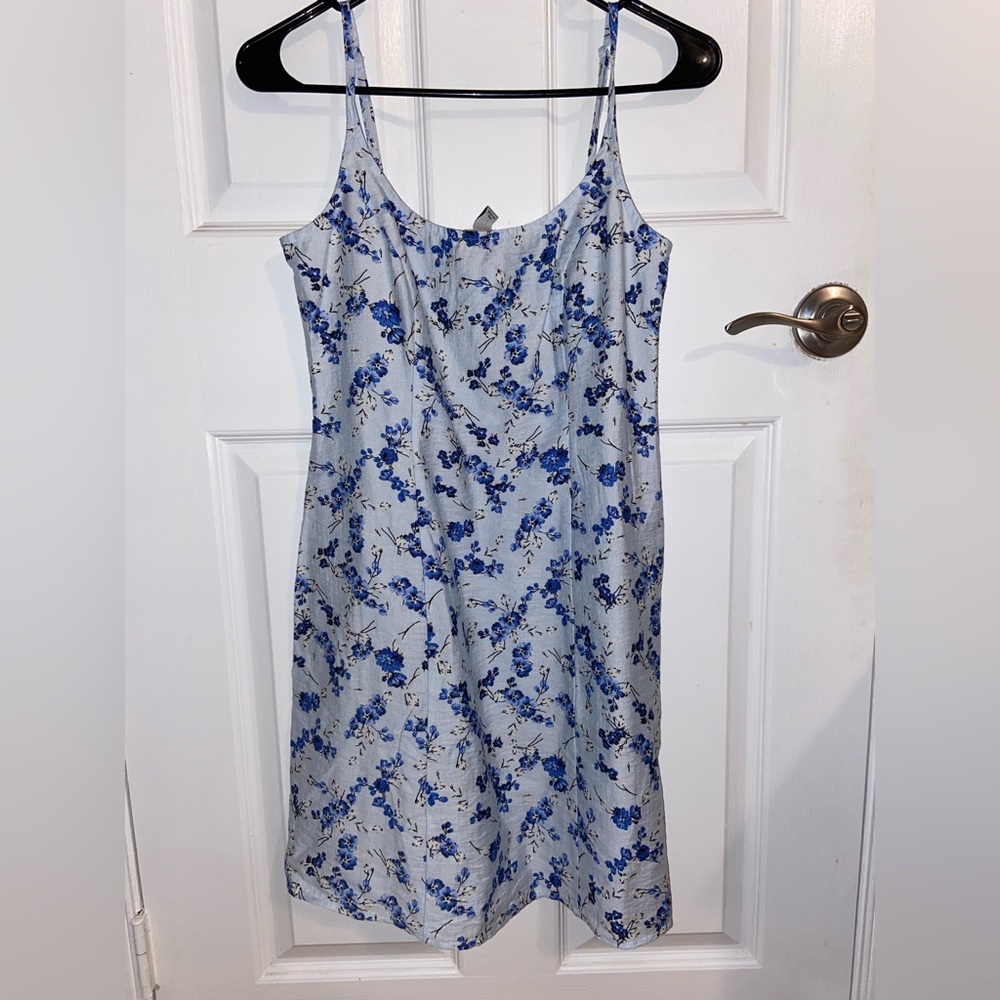 Floral Blue and White Slip Dress